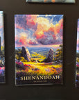 a collage of three magnets depicting landscapes, with the central magnet labeled "Shenandoah National Park".