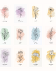 12 Month Birth Flower Magnets