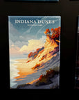 The image is a framed print of a scenic landscape depicting a cliff overlooking a beach and the ocean.