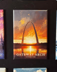 a magnet depicting the Gateway Arch, a famous landmark in Gateway Arch National Park.