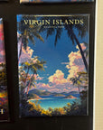 The image is a framed poster of the Virgin Islands, a tropical island archipelago in the Caribbean Sea.