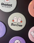 Boo Crew Magnet – Two Cute Ghosts with Candy Buckets, Pastel Halloween Fridge Décor, Funny Spooky Gift