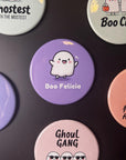 Boo Crew Magnet – Two Cute Ghosts with Candy Buckets, Pastel Halloween Fridge Décor, Funny Spooky Gift