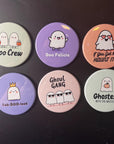 Boo Crew Magnet – Two Cute Ghosts with Candy Buckets, Pastel Halloween Fridge Décor, Funny Spooky Gift
