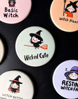 Basic Witch Magnet – Cute Pastel Witch with Coffee Cup, Funny Halloween Fridge Décor