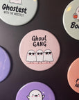 Boo Crew Magnet – Two Cute Ghosts with Candy Buckets, Pastel Halloween Fridge Décor, Funny Spooky Gift