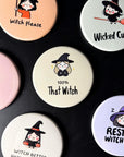 Basic Witch Magnet – Cute Pastel Witch with Coffee Cup, Funny Halloween Fridge Décor