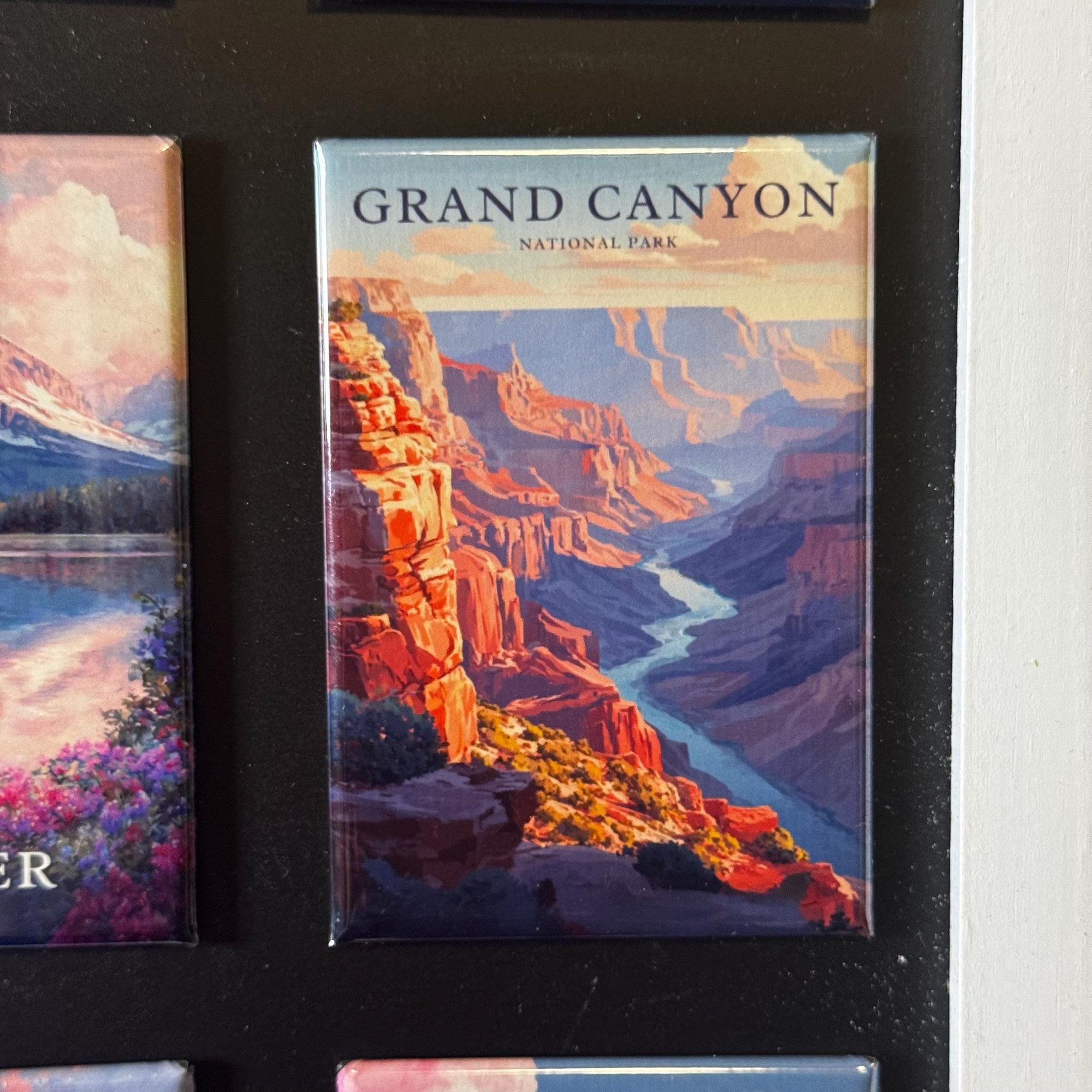 A framed magnet depicting the Grand Canyon, a famous national park in the United States.