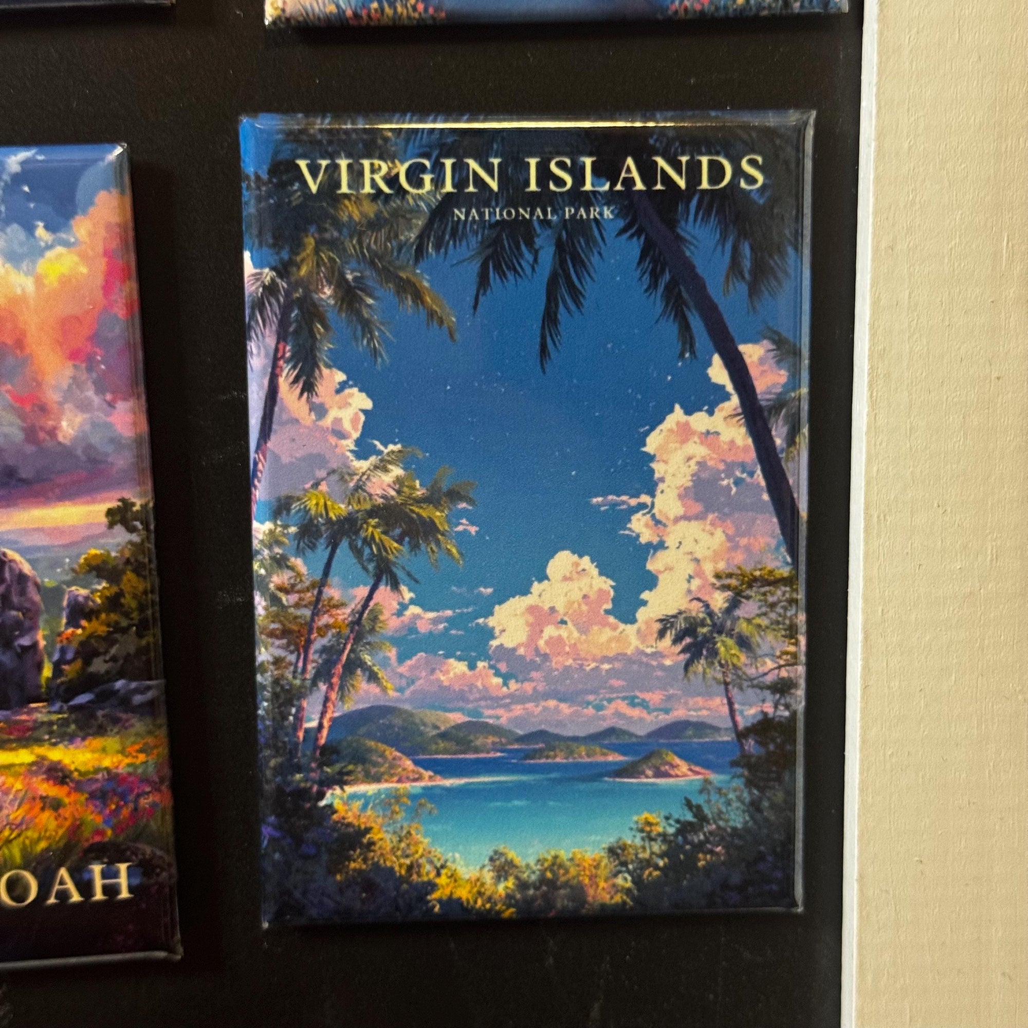 The image is a framed poster of the Virgin Islands, a tropical island archipelago in the Caribbean Sea.