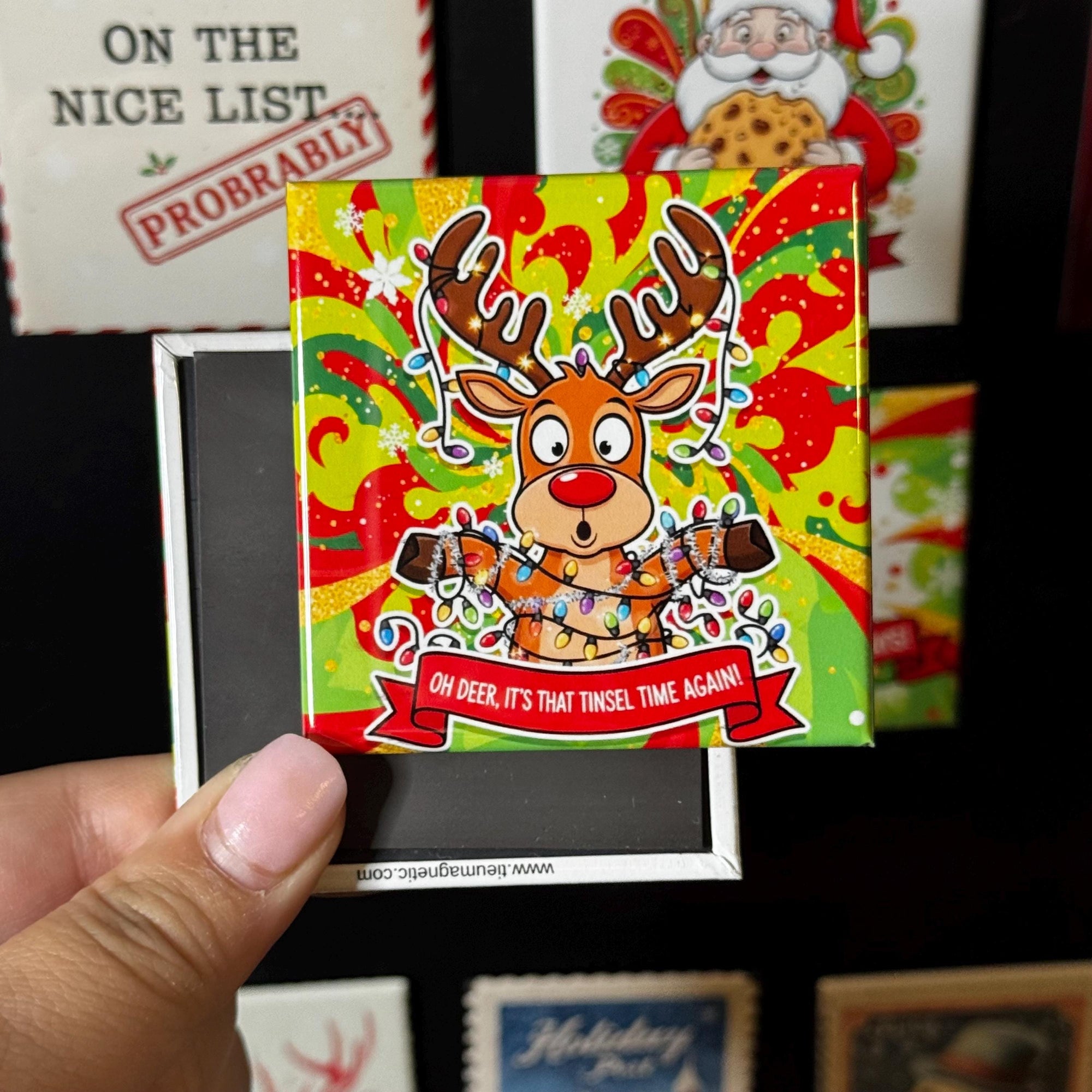 Oh Deer Tinsel Time Magnet